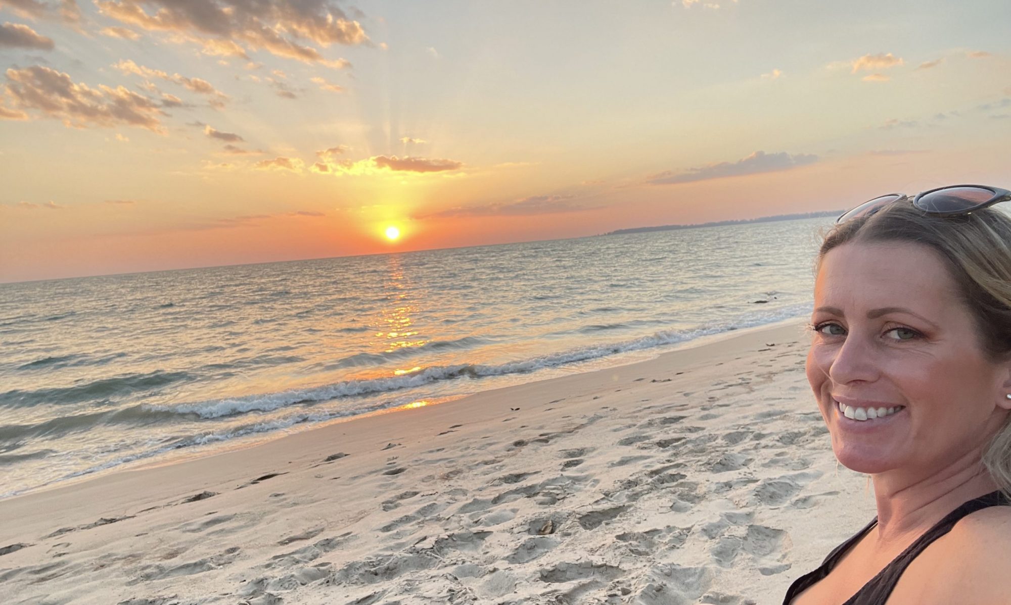 blondie abroad with a sunset